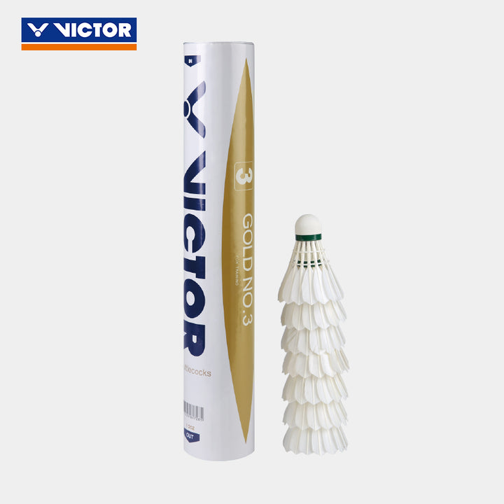 VICTOR 12 PCS Gold No.3 Duck Feather Badminton Shuttlecock