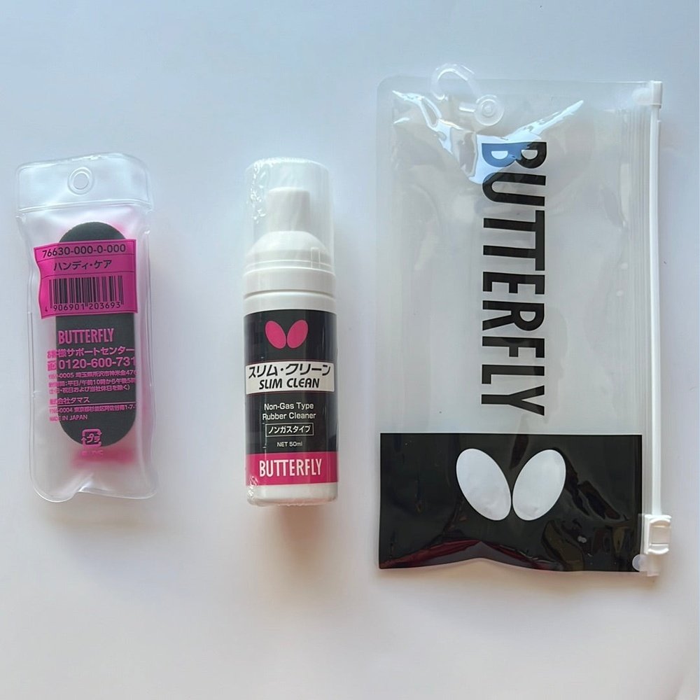 BUTTERFLY Paddle Rubber Care Set Slim Clean 50ml Non-Gas Type rubber cleaner free sponge