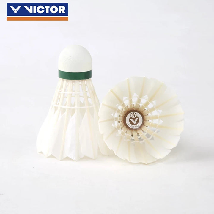 VICTOR 12 PCS Gold No.3 Duck Feather Badminton Shuttlecock