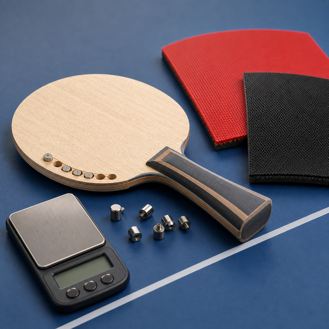 Table tennis racket total weight and balance equipment setup
