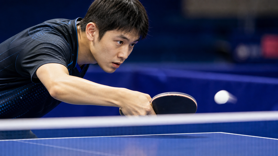 Table tennis player reading spin during serve receive
