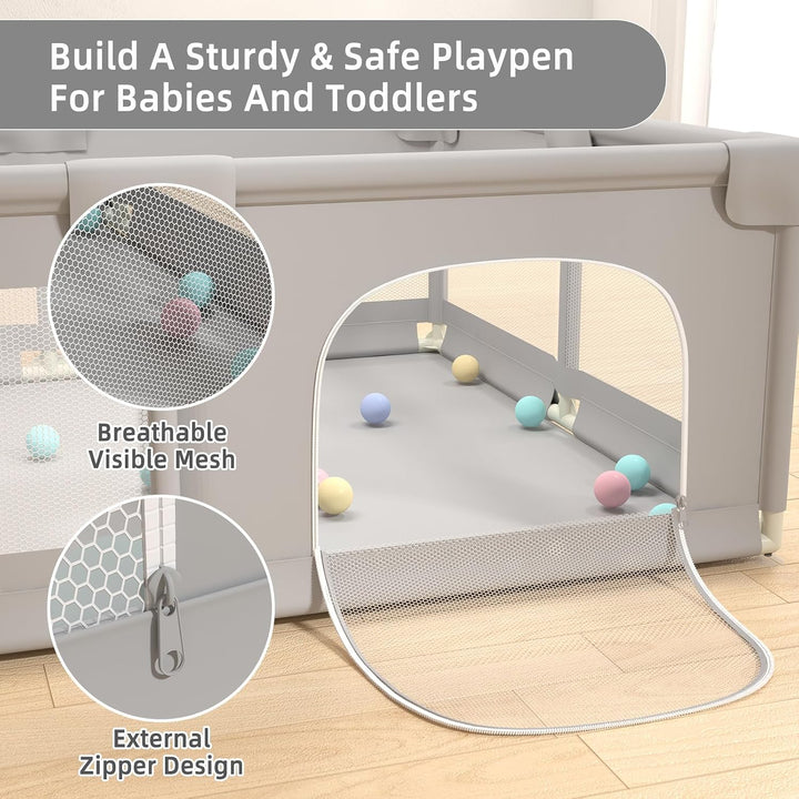 Baby Playpen 180 × 150cm / 200 × 160cm – Extra Large Indoor &amp; Outdoor Activity Center