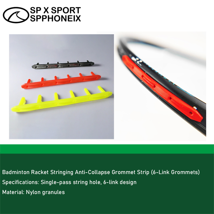 Badminton Racket Anti-Collapse Strip – 6-Link Grommet, Frame & String Protection
