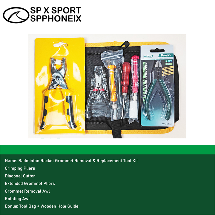 Badminton Racket Grommet Removal & Replacement Tool Set – Complete Kit for Stringing Maintenance
