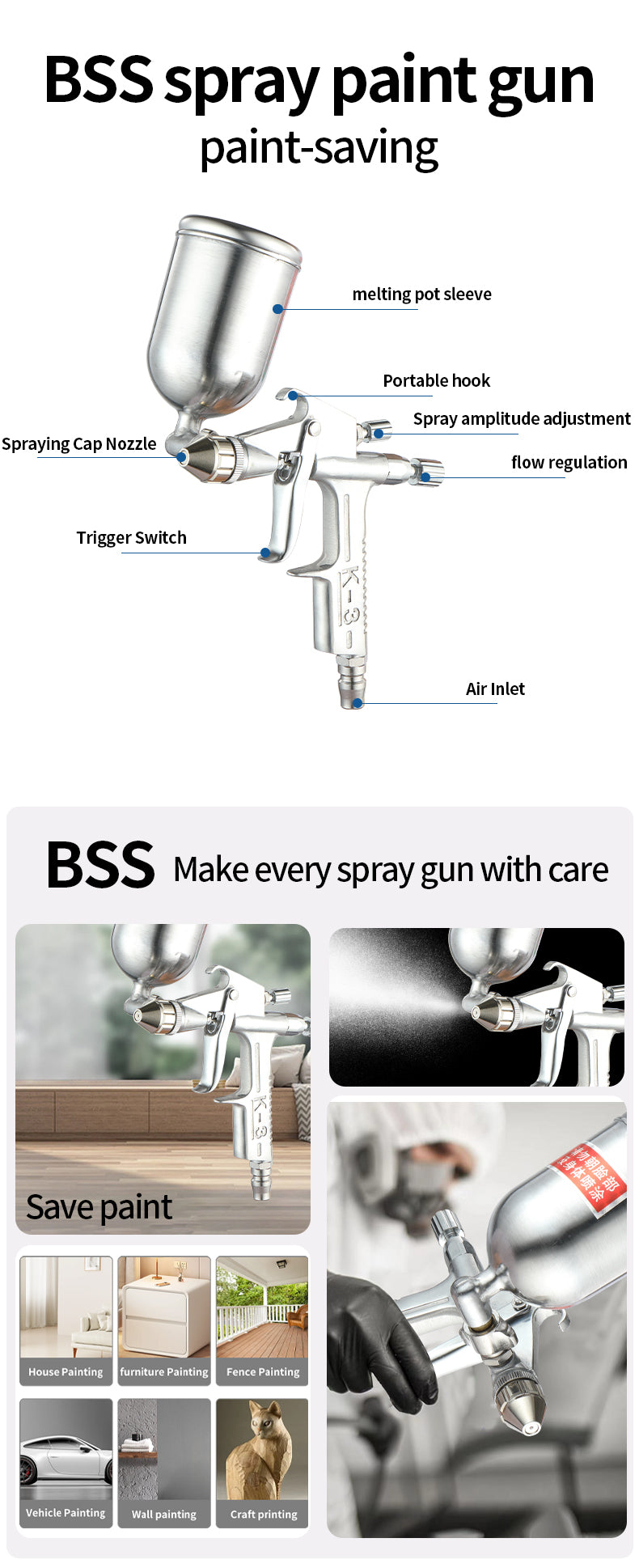 Mini Air Spray Gun – Aluminum, 0.5mm Nozzle, 125ml, Car Paint Repair, Model K3