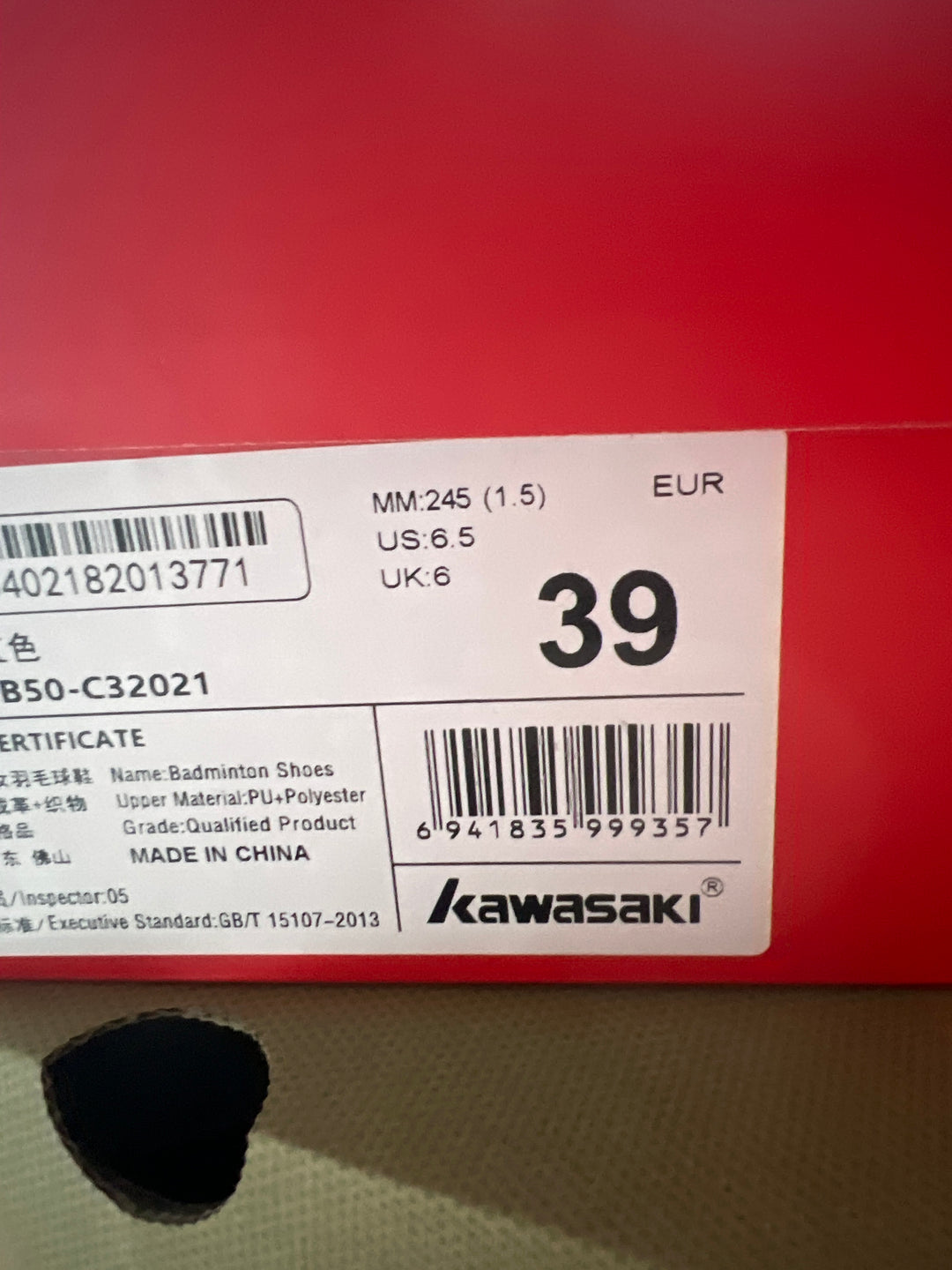 Kawasaki Badminton Shoes K2B50 - C32021 White/red