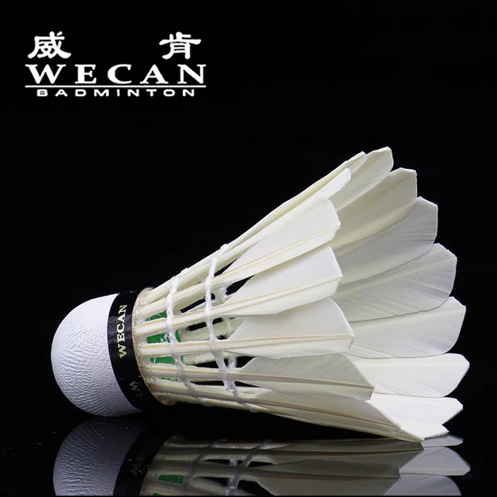 WECAN 12 PCS Green Badminton Goose Feather Badminton Shuttlecock