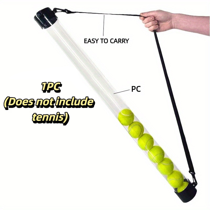 SPP Portable Tennis Ball Tube Pickup with Shoulder Strap Clear PC Material Holds 12/15/18 Balls Court &amp; Home Use