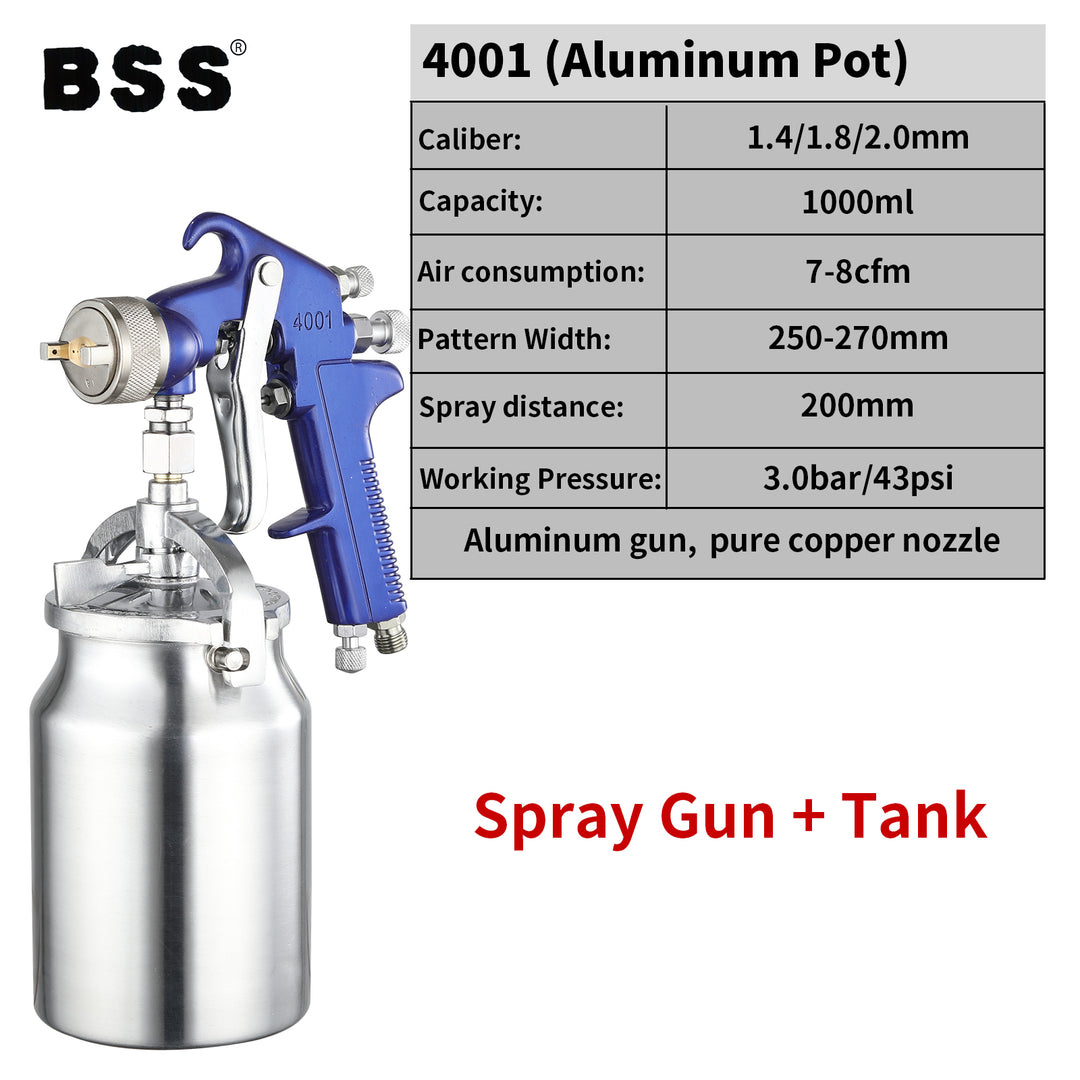High-Pressure Pneumatic Air Paint Spray Gun – Aluminum Cup, Model 4001