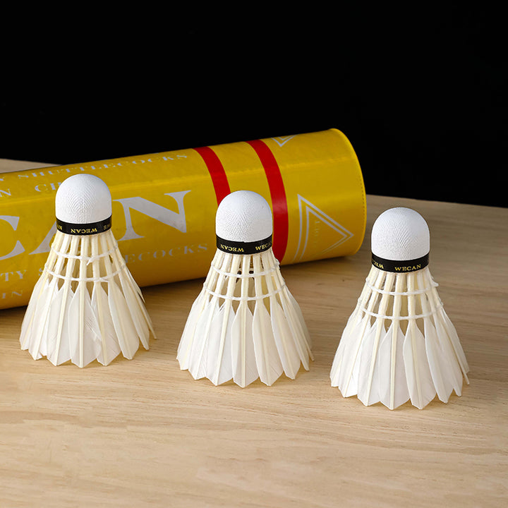 WECAN 12 PCS Yellow Badminton Duck Feather Badminton Shuttlecock