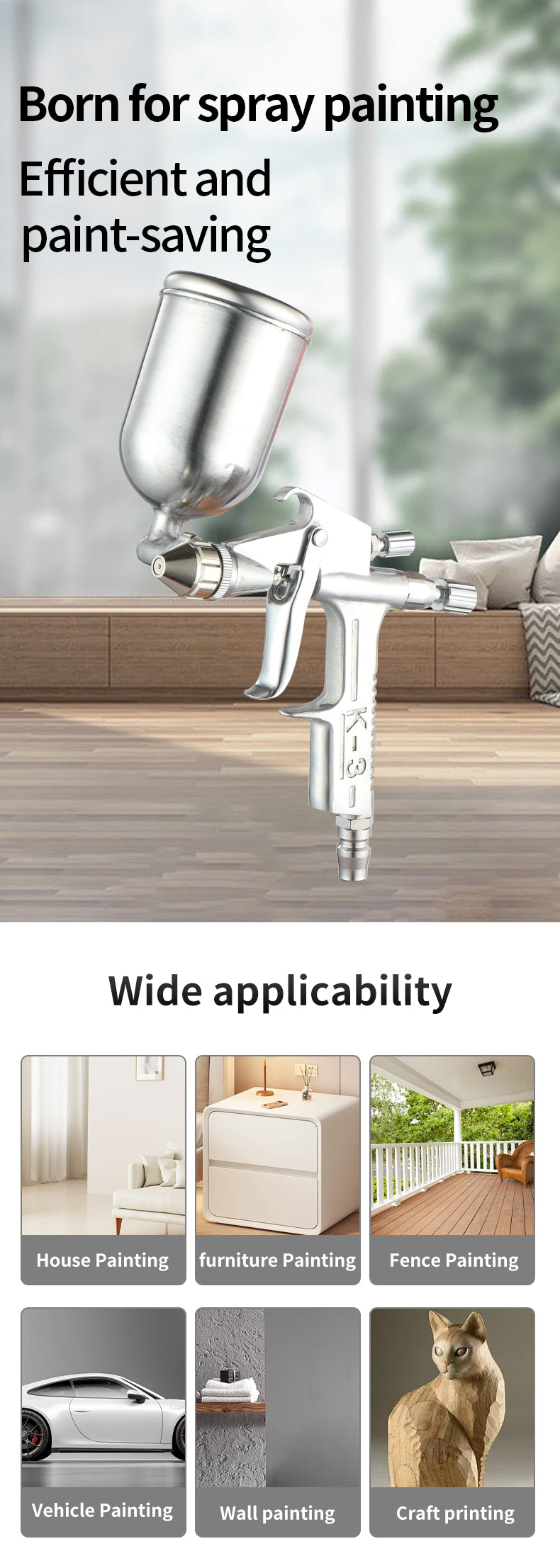 Mini Air Spray Gun – Aluminum, 0.5mm Nozzle, 125ml, Car Paint Repair, Model K3