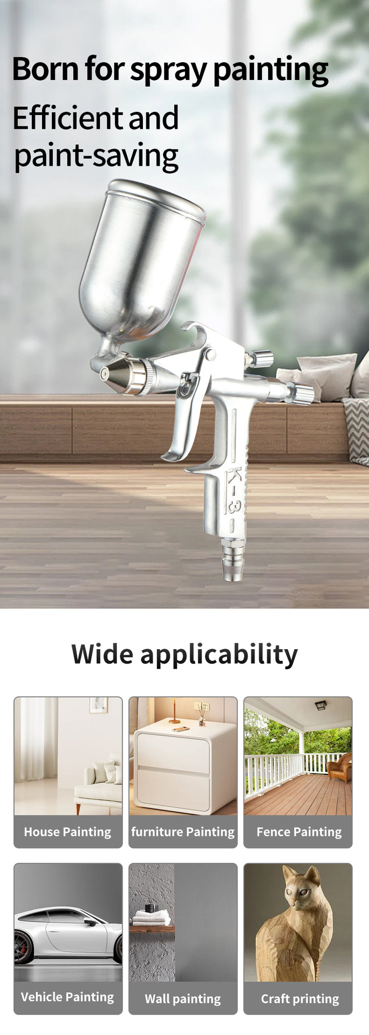 Mini Air Spray Gun – Aluminum, 0.5mm Nozzle, 125ml, Car Paint Repair, Model K3