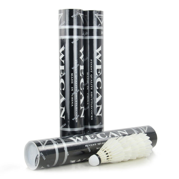 WECAN 12 PCS Black Badminton Duck Feather Badminton Shuttlecock