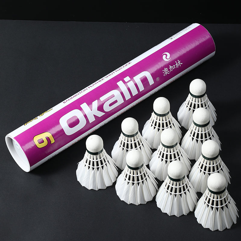 OKALIN 12 PCS AC-9 Badminton Goose Feather Badminton Shuttlecock