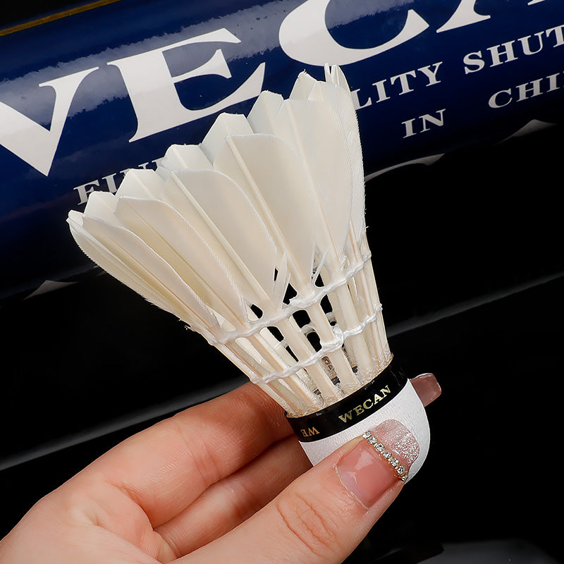 WECAN 12 PCS Blue Badminton Goose Feather Badminton Shuttlecock