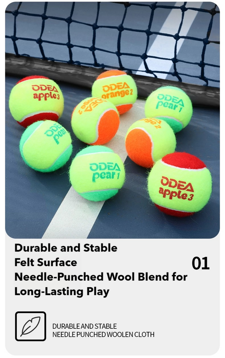ODEA Stage 2 ORANGE 48 PCS Children Beginners Tennis Balls Low Compression Slower Speed