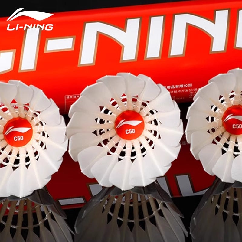 Li Ning 12 PCS C50 Badminton Duck Feather Badminton Shuttlecock