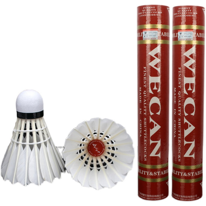 WECAN 12 PCS Red Badminton Duck Feather Badminton Shuttlecock