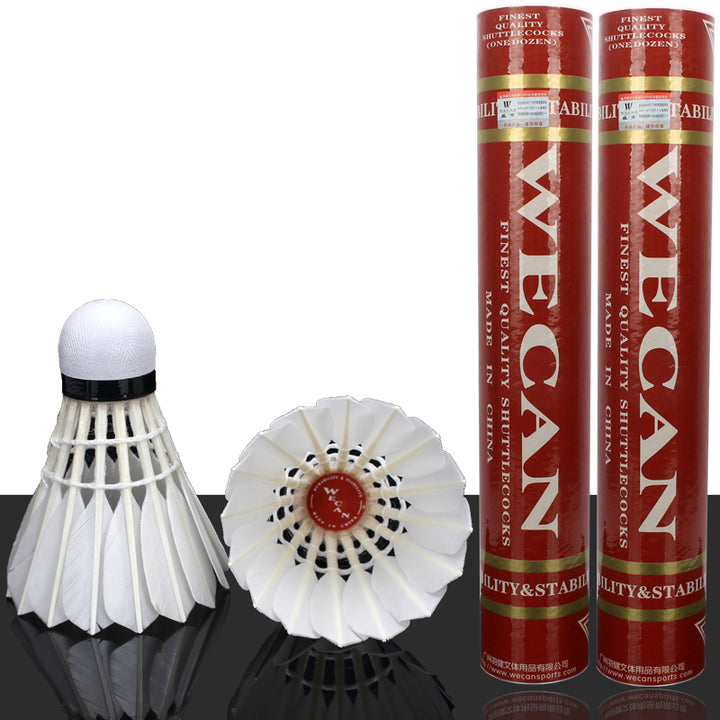 WECAN 12 PCS Red Badminton Duck Feather Badminton Shuttlecock