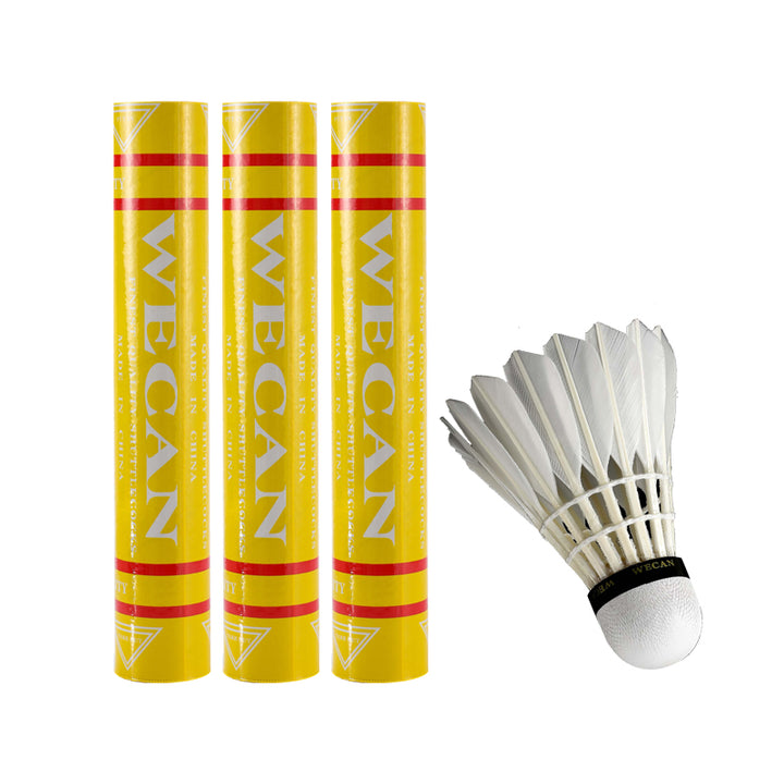 WECAN 12 PCS Yellow Badminton Duck Feather Badminton Shuttlecock