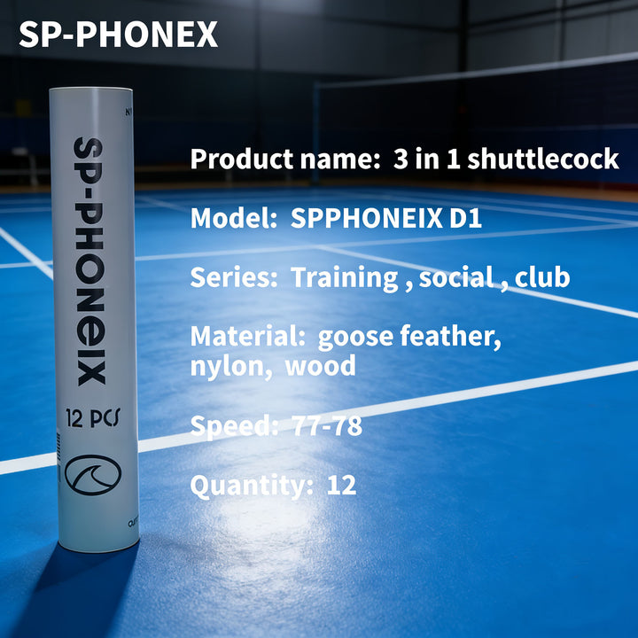 SPPHONEIX D1 Badminton Shuttlecocks Goose Feather 12pcs  Professional 3 In 1
