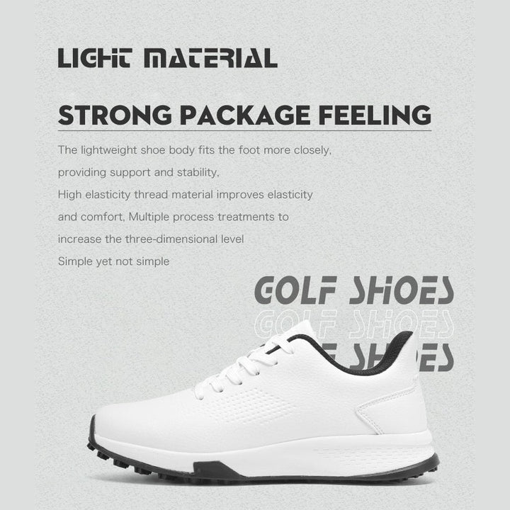 KSOKGOF Men Women Golf Shoes, Universal Golf Footwear with Excellent Traction, Stable Comfortable Golf Sneakers for All Golfers, White/Black G8002