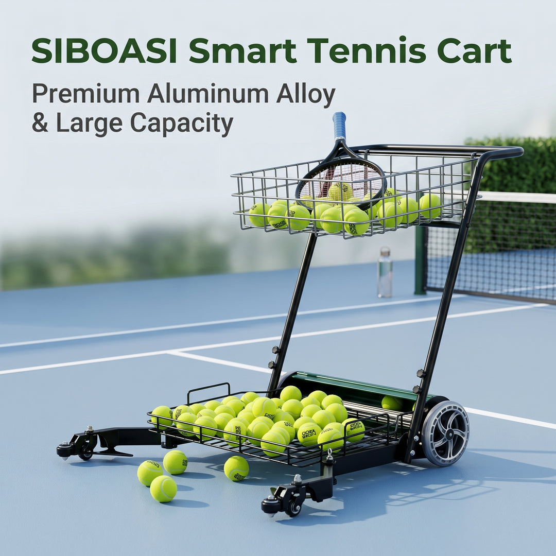 SIBOASI Practical Tennis Ball Mower Efficient Sports Ball Collector For Court Training Use SS-S705T