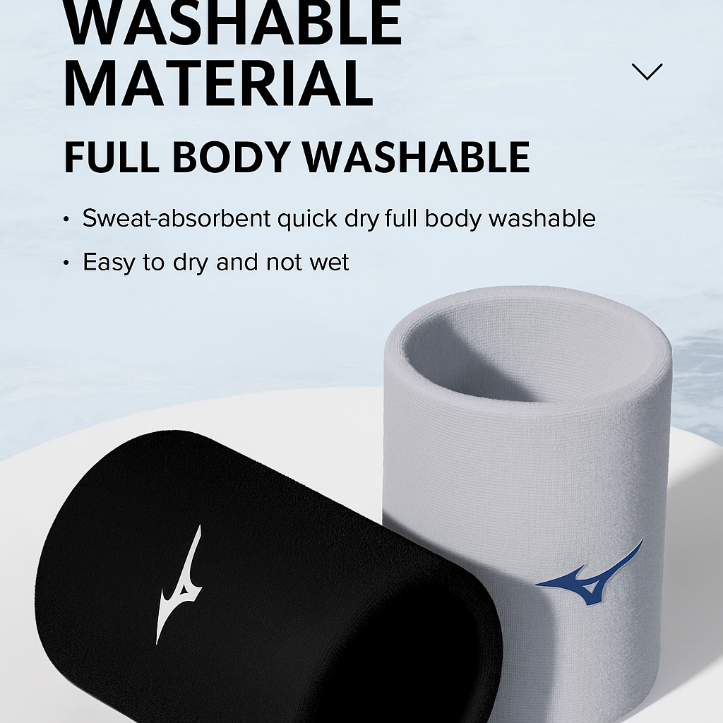 Mizuno Wristband - Sports Wristband for Badminton, Tennis, Basketball, Sweat-Absorbent Wipes