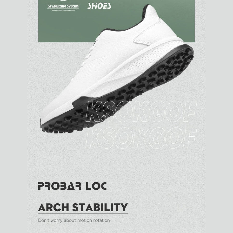 KSOKGOF Men Women Golf Shoes, Universal Golf Footwear with Excellent Traction, Stable Comfortable Golf Sneakers for All Golfers, White/Black G8002