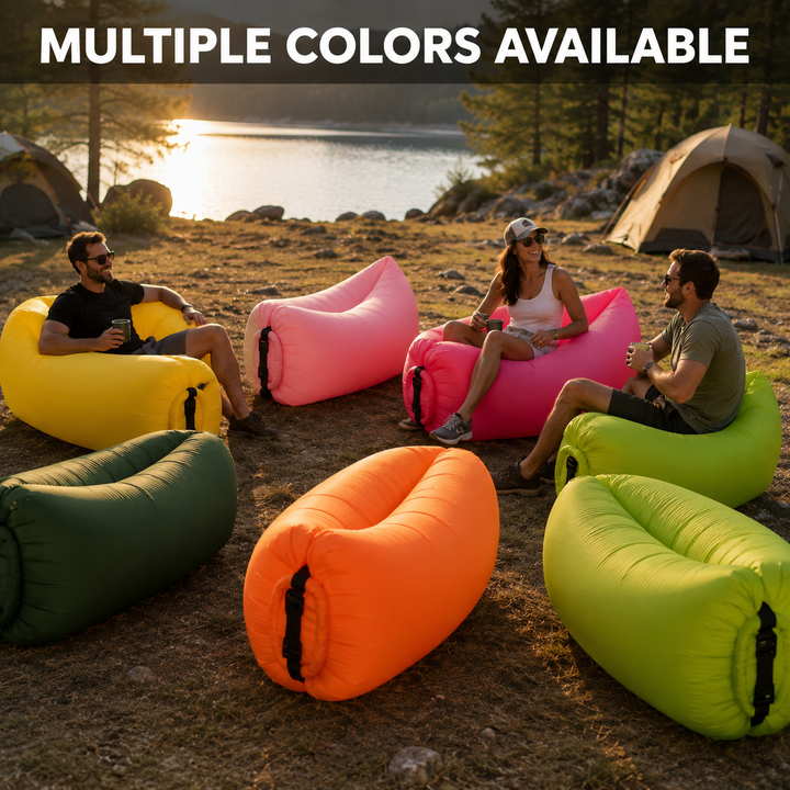 Portable Inflatable Air Sofa, No Pump Required Lightweight Air Lounger for Outdoor Camping Beach Park