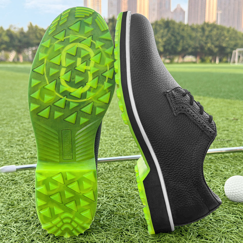KSOKGOF Professional Waterproof Golf Shoes Outdoor Spiked Golf Footwear Unisex for Men &amp; Women, Black G8005