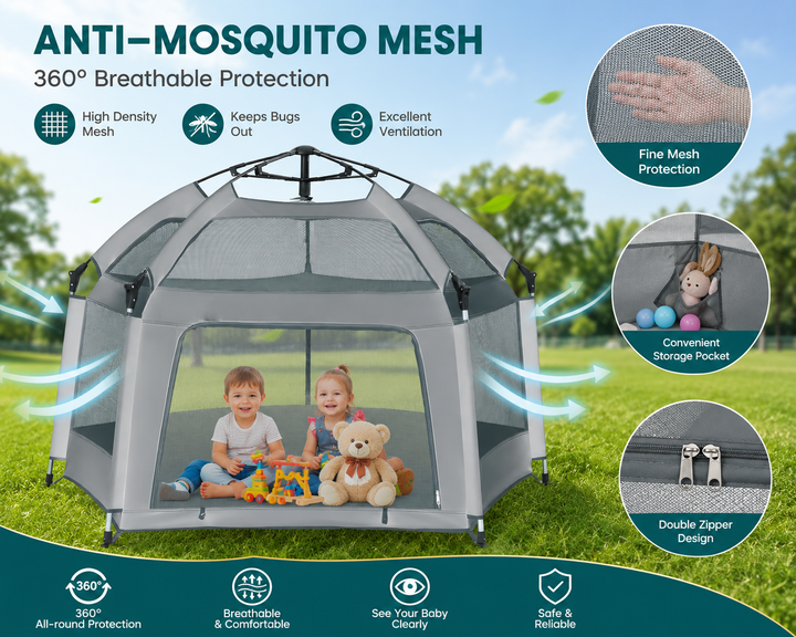 Baby Playpen Kid Play Tent with Storage Bag – Portable Indoor &amp; Outdoor Play Yard