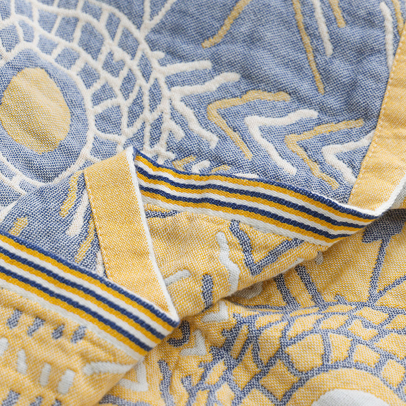 Bohemian Pure Cotton Quilt - Four-Layer Gauze Towel Quilt Sofa Cushion Full Air Conditioning Thin Cover Blanket