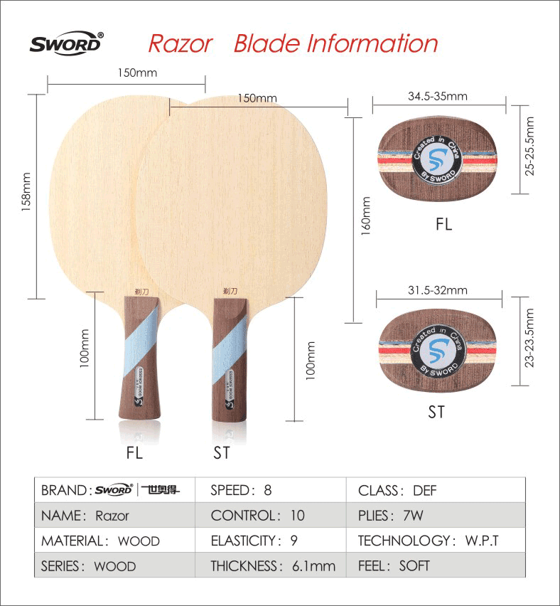 Sword RAZOR Table Tennis Blade