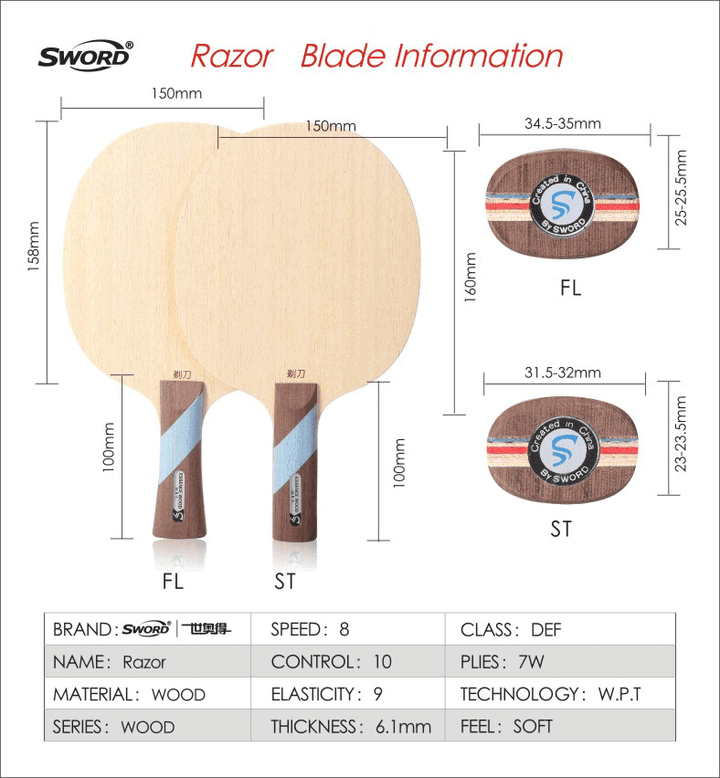 Sword RAZOR Table Tennis Blade