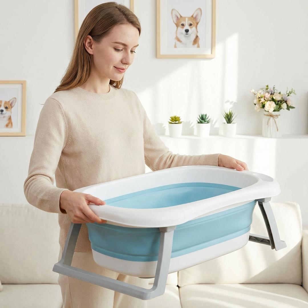 Baby Foldable Bath Tub – Thickened Large Basin for Sitting &amp; Lying, Children Bath Bucket