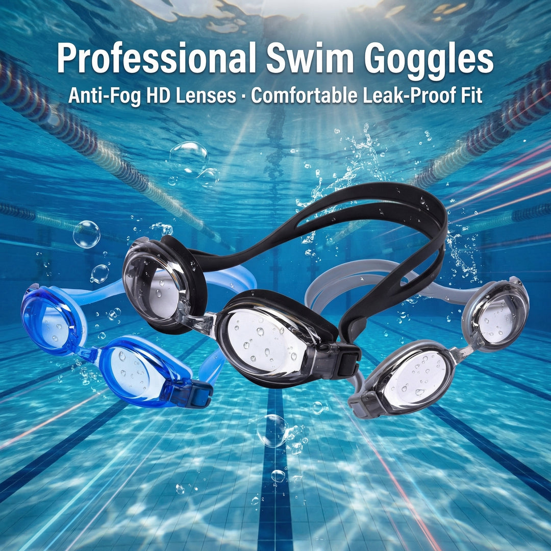SPP HD Anti-Fog Swim Goggles with Double Silicone Strap, Adjustable, Leak-Proof &amp; UV Protection G1100