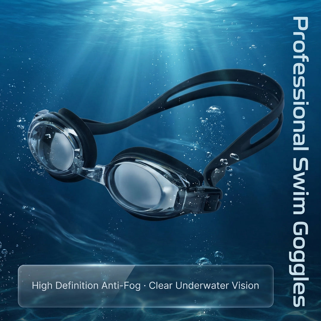 SPP HD Anti-Fog Swim Goggles with Double Silicone Strap, Adjustable, Leak-Proof &amp; UV Protection G1100