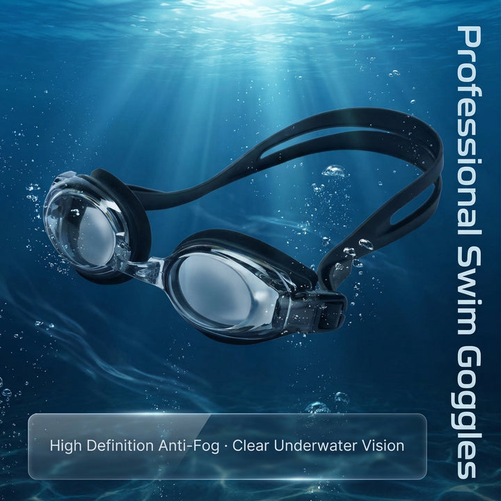 SPP HD Anti-Fog Swim Goggles with Double Silicone Strap, Adjustable, Leak-Proof &amp; UV Protection G1100