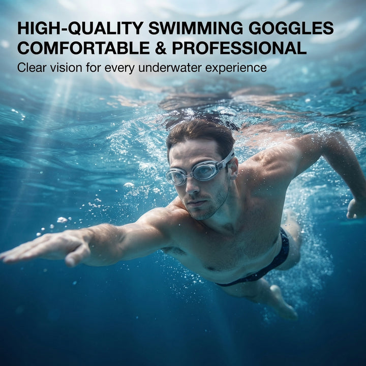 SPP HD Anti-Fog Swim Goggles with Double Silicone Strap, Adjustable, Leak-Proof &amp; UV Protection G1100