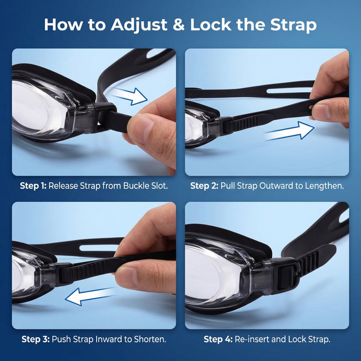 SPP HD Anti-Fog Swim Goggles with Double Silicone Strap, Adjustable, Leak-Proof &amp; UV Protection G1100