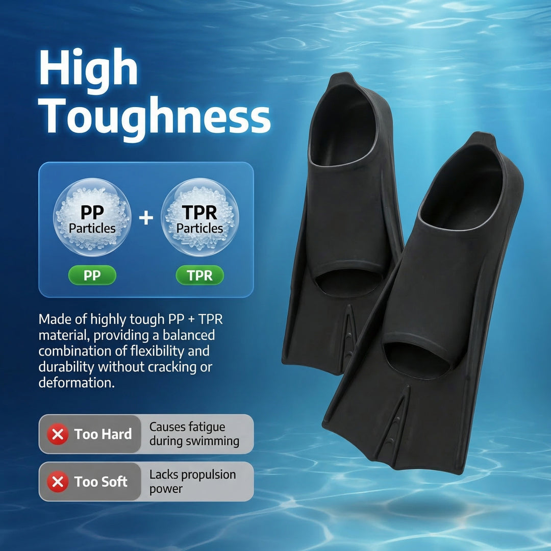 SPP Premium Short Black Swimming Flippers, Snorkeling Diving Training Fins for Adult Children F635