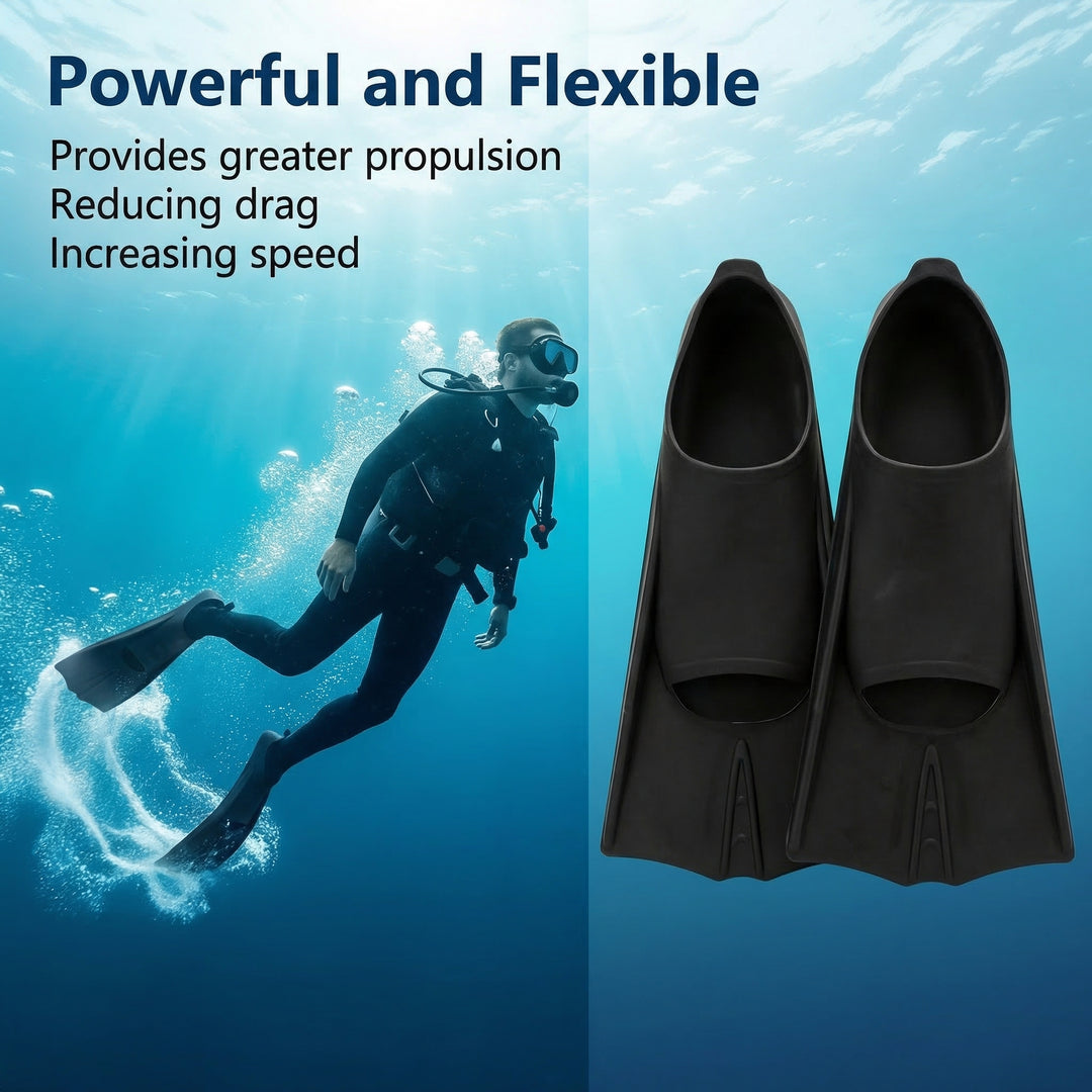 SPP Premium Short Black Swimming Flippers, Snorkeling Diving Training Fins for Adult Children F635