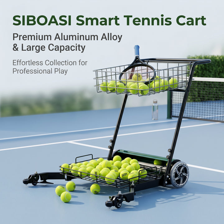 SIBOASI Practical Tennis Ball Mower Efficient Sports Ball Collector For Court Training Use SS-S705T
