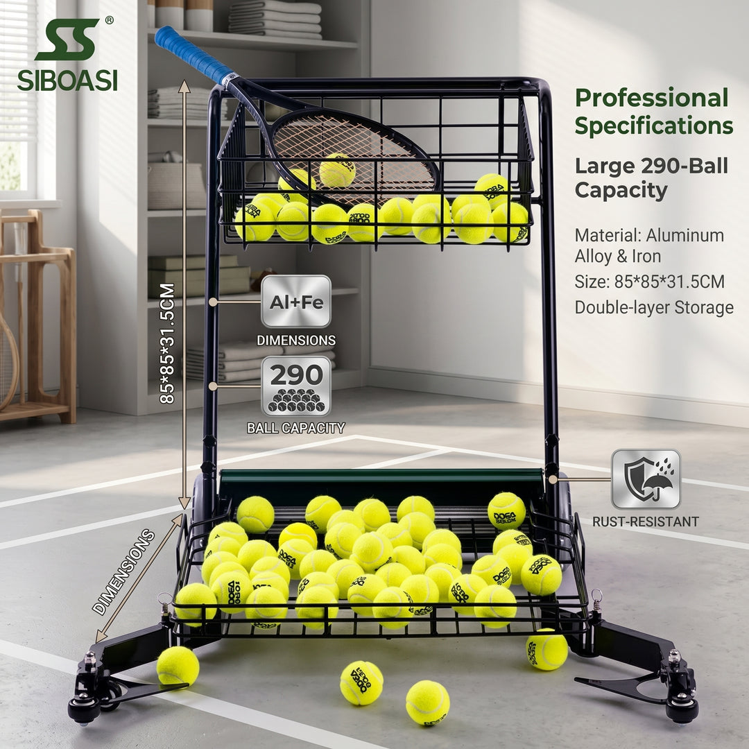 SIBOASI Practical Tennis Ball Mower Efficient Sports Ball Collector For Court Training Use SS-S705T