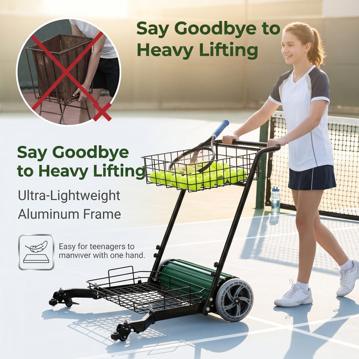 SIBOASI Practical Tennis Ball Mower Efficient Sports Ball Collector For Court Training Use SS-S705T