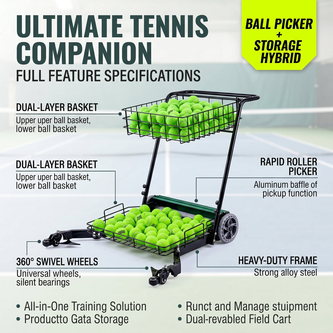 SIBOASI Practical Tennis Ball Mower Efficient Sports Ball Collector For Court Training Use SS-S705T