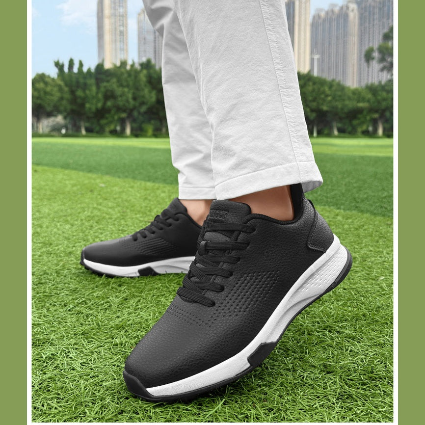 KSOKGOF Men Women Golf Shoes, Universal Golf Footwear with Excellent Traction, Stable Comfortable Golf Sneakers for All Golfers, White/Black G8002