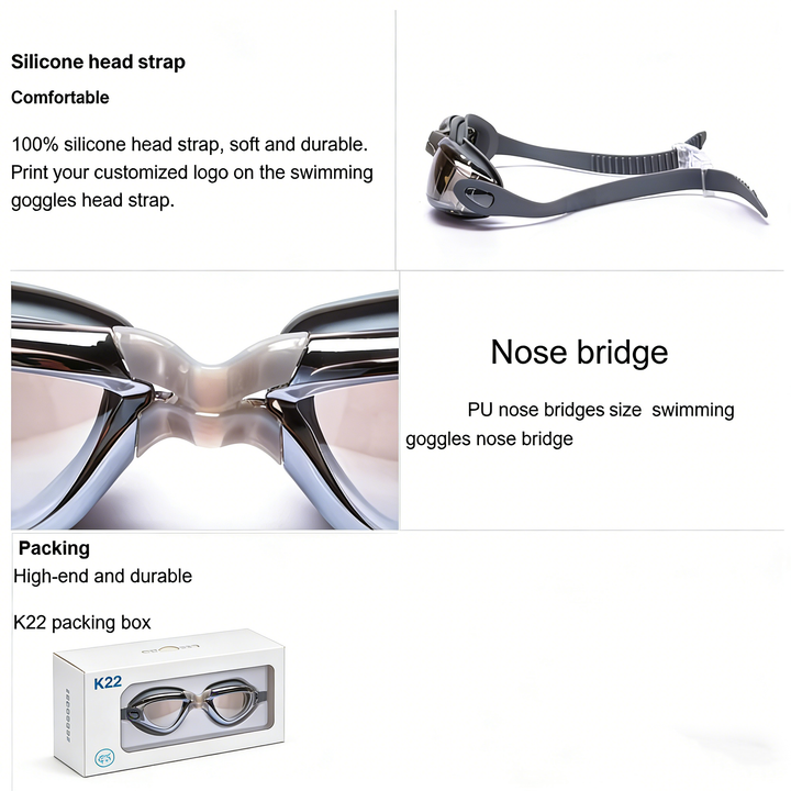 SPP Adult Swimming Goggles with Optical Lens for nearsightedness, HD Anti-Fog PC Lens Anti-UV Anti-Glare Waterproof Durable G3200P