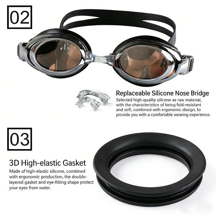 SPP HD Anti-Fog Swim Goggles with Double Silicone Strap, Adjustable, Leak-Proof &amp; UV Protection G1100